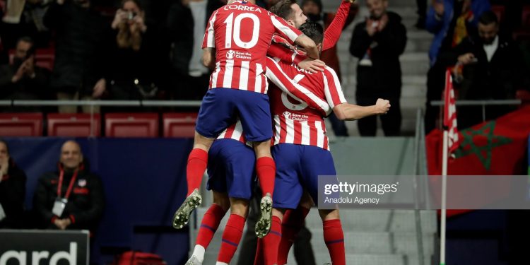 MADRID, SPAIN - DECEMBER 11: Player of Atletico Madrid celebrate after Joao Felix's goal during the UEFA Champions League match between Atletico Madrid and Lokomotiv Moscow at the Estadio Wanda Metropolitano on December 11, 2019 in Madrid Spain. (Photo by Burak Akbulut/Anadolu Agency via Getty Images)