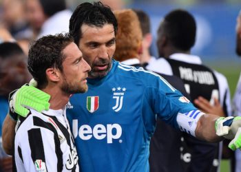 As Roma 09/05/2018 - finale Coppa Italia / Juventus-Milan / foto Antonello Sammarco/Image Sport
nella foto: Claudio Marchisio-Gianluigi Buffon