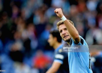ROME, ITALY - FEBRUARY 02:  Ciro Immobile of SS Lazio celebrates after scoring the team's third goal during the Serie A match between SS Lazio and SPAL at Stadio Olimpico on February 2, 2020 in Rome, Italy.  (Photo by Paolo Bruno/Getty Images)