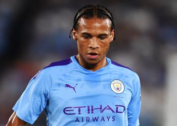 Manchester City's midfielder Leroy Sane runs with the ball during a friendly football match between English Premier League club Manchester City and Japan League Yokohama F. Marinos at the Yokohama Stadium, in Yokohama on July 27, 2019. (Photo by CHARLY TRIBALLEAU / AFP)        (Photo credit should read CHARLY TRIBALLEAU/AFP/Getty Images)