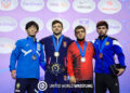 Podium 57kg FS - Gold Stevan Andria Micic (SRB), Silver Rei Higuchi (JPN) , bronze Zelimkhan Abakarov (ALB), Arsen Harutyunyan (ARM)