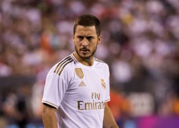 EAST RUTHERFORD, NJ - JULY 26: Eden Hazard #50 of Real Madrid shows his determination during the International Champions Cup Friendly match between Atletico de Madrid and Real Madrid.  The match was held at MetLife Stadium on July 26, 2019 in East Rutherford, NJ USA. Atletico de Madrid won the match with a score of 7 to 3.   (Photo by Ira L. Black/Corbis via Getty Images)