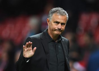 MANCHESTER, ENGLAND - SEPTEMBER 12: Jose Mourinho, Manager of Manchester United shows appreciation to the fans after the UEFA Champions League Group A match between Manchester United and FC Basel at Old Trafford on September 12, 2017 in Manchester, United Kingdom. (Photo by Laurence Griffiths/Getty Images)