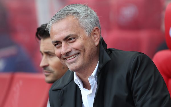 Jose Mourinho manager of Manchester United in the dug out  prior to the Premier League match against Stoke City at the Bet 365 Stadium, Stoke-on-Trent.
Picture by Michael Sedgwick/Focus Images Ltd +44 7900 363072
09/09/2017