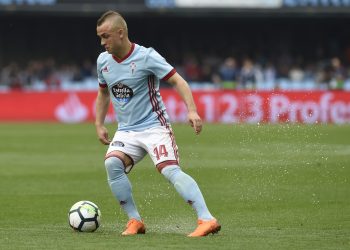 Celta Vigo's Slovak midfielder Stanislav Lobotka runs with the ball during the Spanish league football match between Celta de Vigo and Valencia at the Balaidos stadium in Vigo, on April 21, 2018. - The match finished with a 1-1 draw. (Photo by MIGUEL RIOPA / AFP)        (Photo credit should read MIGUEL RIOPA/AFP/Getty Images)
