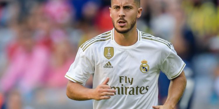 Eden Hazard of Real Madrid CF during the Pre-season Friendly match between Real Madrid and Tottenham Hotspur FC at Allianz Arena on July 30, 2019 in Munich, Germany(Photo by VI Images via Getty Images)