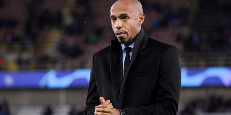 BRUGGE, BELGIUM - OCTOBER 24: coach Thierry Henry of AS Monaco  during the UEFA Champions League  match between Club Brugge v AS Monaco at the Jan Breydel Stadium on October 24, 2018 in Brugge Belgium (Photo by Angelo Blankespoor/Soccrates/Getty Images)