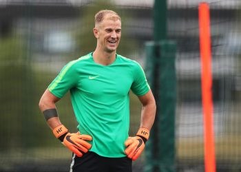 MANCHESTER, ENGLAND - AUGUST 03: Manchester City's Joe Hart during training at Manchester City Football Academy on August 3, 2018 in Manchester, England. (Photo by Matt McNulty - Manchester City/Man City via Getty Images)