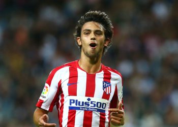 STOCKHOLM, SWEDEN - AUGUST 10:   Joao Felix of Atletico Madrid celebrates scoring a goal to make the score 1-0 during the International Champions Cup match between Atletico Madrid and Juventus on August 10, 2019 in Stockholm, Sweden. (Photo by Charlie Crowhurst/International Champions Cup/Getty Images)