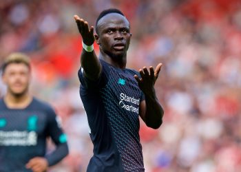 LIVERPOOL, ENGLAND - Saturday, August 17, 2019: Liverpool's Sadio Mane celebrates scoring the first goal during the FA Premier League match between Southampton FC and Liverpool FC at St. Mary's Stadium. (Pic by David Rawcliffe/Propaganda)