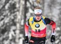 Johannes Thingnes Boe of Norway competes during the men's 10 km sprint event at the IBU World Biathlon Championships in Ostersund, Sweden, Saturday March 9, 2019. (Anders Wiklund/TT via AP)