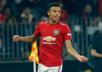 PERTH, AUSTRALIA - JULY 17: Mason Greenwood of Manchester United celebrates his goal during the match between Manchester United and Leeds United at Optus Stadium on July 17, 2019 in Perth, Australia. (Photo by James Worsfold/Getty Images)