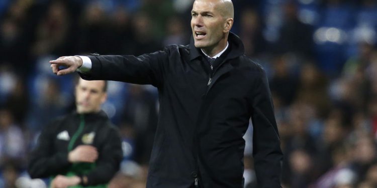 MADRID, SPAIN - MARCH 31:  Zinedine Zidane, Manager of Real Madrid during the La Liga match between Real Madrid CF and SD Huesca at Estadio Santiago Bernabeu on March 31, 2019 in Madrid, Spain. (Photo by Gonzalo Arroyo Moreno/Getty Images)
