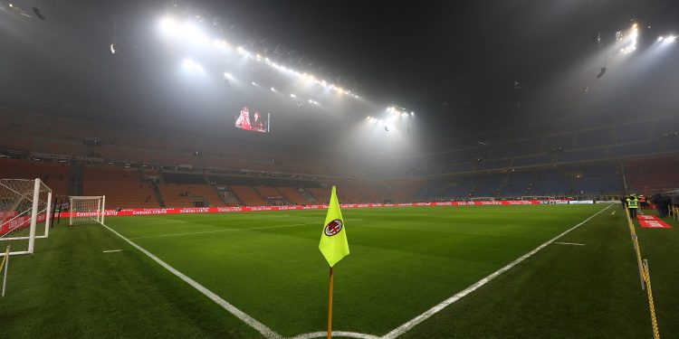 MILAN, ITALY - FEBRUARY 10:  A general view of the stadium ahead of the Serie A match between AC Milan and Cagliari at Stadio Giuseppe Meazza on February 10, 2019 in Milan, Italy.  (Photo by Marco Luzzani/Getty Images)