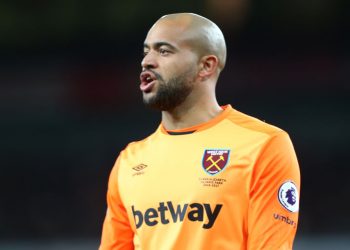 West Ham United's Darren Randolph
during the EPL Premier League match between Arsenal and West Ham United at The Emirates, London, England on 05 April 2017. 

 (Photo by Kieran Galvin/NurPhoto via Getty Images)