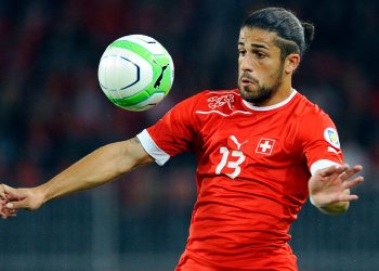 Switzerland's Ricardo Rodriguez eyes the ball during the FIFA World Cup 2014 qualifying football match Switzerland vs Iceland at the Stade de Suisse on September 6, 2013 in Bern.  AFP PHOTO / ALAIN GROSCLAUDE        (Photo credit should read ALAIN GROSCLAUDE/AFP/Getty Images)