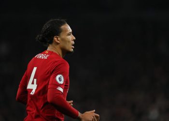 LONDON, ENGLAND - JANUARY 11: Virgil Van Dijk of Liverpool during the Premier League match between Tottenham Hotspur and Liverpool FC at Tottenham Hotspur Stadium on January 11, 2020 in London, United Kingdom. (Photo by Matthew Ashton - AMA/Getty Images)