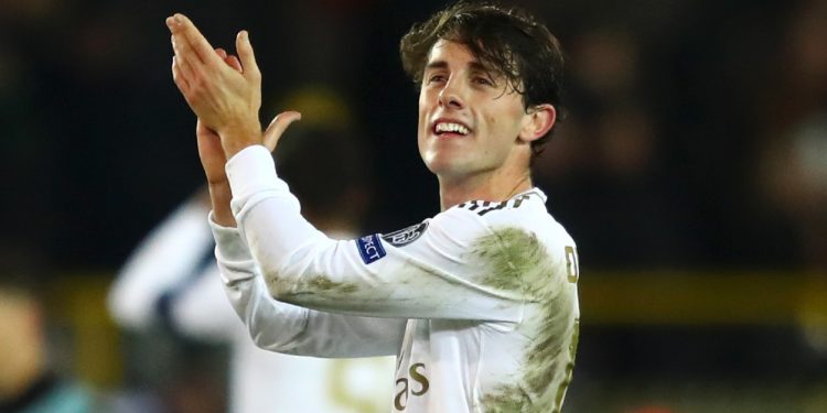 BRUGGE, BELGIUM - DECEMBER 11: Alvaro Odriozola of Real Madrid applauds fans after following victory in the UEFA Champions League group A match between Club Brugge KV and Real Madrid at Jan Breydel Stadium on December 11, 2019 in Brugge, Belgium. (Photo by Dean Mouhtaropoulos/Getty Images)