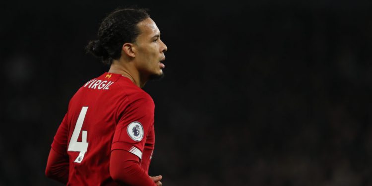 LONDON, ENGLAND - JANUARY 11: Virgil Van Dijk of Liverpool during the Premier League match between Tottenham Hotspur and Liverpool FC at Tottenham Hotspur Stadium on January 11, 2020 in London, United Kingdom. (Photo by Matthew Ashton - AMA/Getty Images)