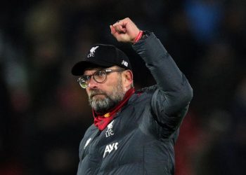 Liverpool manager Jurgen Klopp acknowledges the fans after the Premier League match at Anfield, Liverpool.