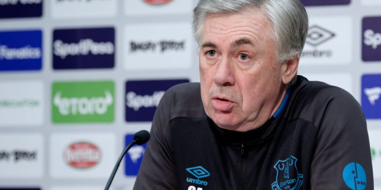 HALEWOOD, ENGLAND - FEBRUARY 7 (EXCLUSIVE COVERAGE) Carlo Ancelotti during the Everton press conference at USM Finch Farm on February 7 2020 in Halewood, England.  (Photo by Tony McArdle/Everton FC via Getty Images)