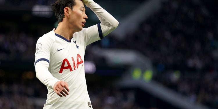Tottenham Hotspur's Son Heung-min rues a missed chance during the Premier League match at Tottenham Hotspur Stadium, London.