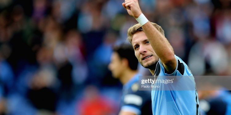 ROME, ITALY - FEBRUARY 02:  Ciro Immobile of SS Lazio celebrates after scoring the team's third goal during the Serie A match between SS Lazio and SPAL at Stadio Olimpico on February 2, 2020 in Rome, Italy.  (Photo by Paolo Bruno/Getty Images)