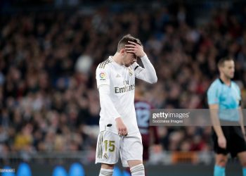 MADRID, SPAIN - FEBRUARY 16: Federico Valverde of Real Madrid  during the La Liga Santander  match between Real Madrid v Celta de Vigo at the Santiago Bernabeu on February 16, 2020 in Madrid Spain (Photo by David S. Bustamante/Soccrates/Getty Images)
