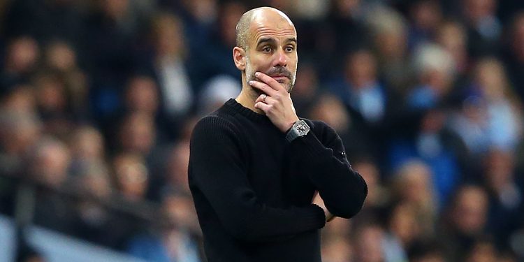 MANCHESTER, ENGLAND - DECEMBER 29: Pep Guardiola, Manager of Manchester City looks on during the Premier League match between Manchester City and Sheffield United at Etihad Stadium on December 29, 2019 in Manchester, United Kingdom. (Photo by Alex Livesey/Getty Images)
