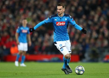 LIVERPOOL, ENGLAND - NOVEMBER 27: Fabian Ruiz of SSC Napoli during the UEFA Champions League group E match between Liverpool FC and SSC Napoli at Anfield on November 27, 2019 in Liverpool, United Kingdom. (Photo by Michael Steele/Getty Images)