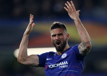 Chelsea's Olivier Giroud reacts during the UEFA Europa League, Semi Final, Second Leg at Stamford Bridge, London.