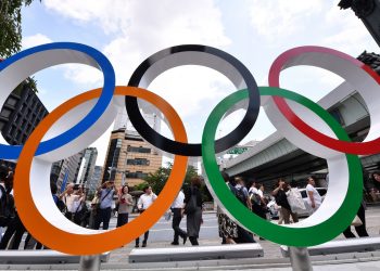 Mandatory Credit: Photo by Aflo/Shutterstock (10346040b)
The Olympic Rings adorn an event square which opens at Tokyo's Nihonbashi to mark just one year to the start of the 2020 Tokyo Olympics and Paralympics.
Tokyo Olympic Games One Year to Go, Japan - 24 Jul 2019