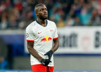 LEIPZIG, GERMANY - NOVEMBER 27: Dayot Upamecano of RB Leipzig looks on during the UEFA Champions League group G match between RB Leipzig and SL Benfica at Red Bull Arena on November 27, 2019 in Leipzig, Germany. (Photo by TF-Images/Getty Images)