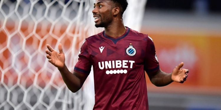 GENT, BELGIUM - DECEMBER 22 : Emmanuel Bonaventure Dennis forward of Club Brugge can not believe the missed opportunity during the Jupiler Pro League match between KAA Gent and Club Brugge at the Ghelamco Arena on December 22, 2019 in Gent, Belgium , 22/12/2019 ( Photo by Nico Vereecken / Photo News
 via Getty Images)