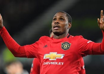 Odion Ighalo (25) of Manchester United celebrates after scoring a goal to make it 0-2 during the FA Cup match between Derby County and Manchester United at the Pride Park, Derby, England on 5th March 2020. (Photo by Jon Hobley/MI News/NurPhoto)