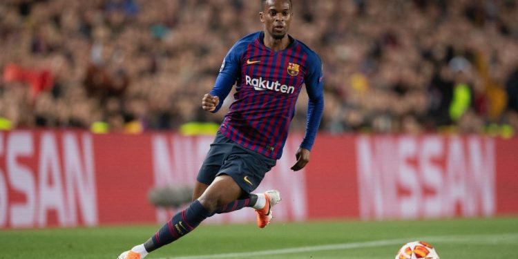 BARCELONA, SPAIN - MAY 01: Nelson Semedo of Barcelona controls the ball during the UEFA Champions League Semi Final first leg match between Barcelona and Liverpool at the Nou Camp on May 01, 2019 in Barcelona, Spain. (Photo by Matthias Hangst/Getty Images)