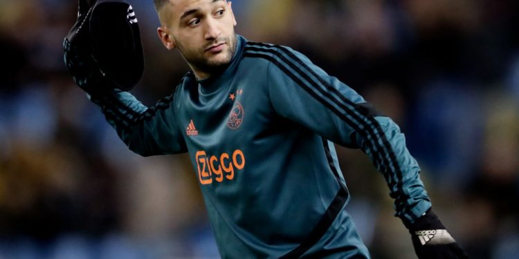 ARNHEM, NETHERLANDS - FEBRUARY 12: Hakim Ziyech of Ajax  during the Dutch KNVB Beker  match between Vitesse v Ajax at the GelreDome on February 12, 2020 in Arnhem Netherlands (Photo by Rico Brouwer/Soccrates/Getty Images)