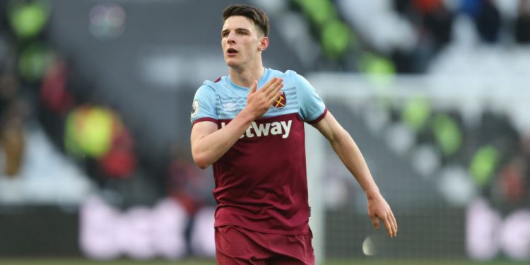 LONDON, ENGLAND - FEBRUARY 29: West Ham United's Declan Rice at the end of the game during the Premier League match between West Ham United and Southampton FC at London Stadium on February 29, 2020 in London, United Kingdom. (Photo by Rob Newell - CameraSport via Getty Images)