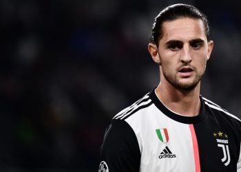 Juventus' French midfielder Adrien Rabiot reacts during the UEFA Champions League Group D football match Juventus vs Lokomotiv Moscow on October 22, 2019 at the Juventus stadium in Turin. (Photo by Marco Bertorello / AFP) (Photo by MARCO BERTORELLO/AFP via Getty Images)