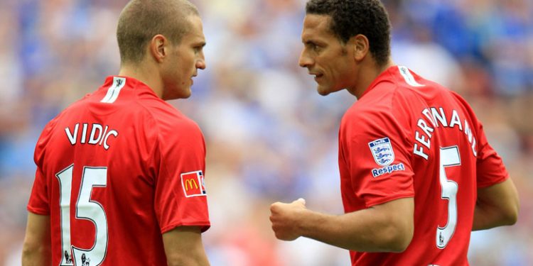 Manchester United central denfesive partnership Rio Ferdinand and Nemanja Vidic