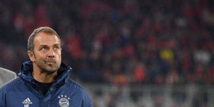 MUNICH, GERMANY - NOVEMBER 09: Head coach Hans-Dieter Flick of Bayern Muenchen looks on prior to the Bundesliga match between FC Bayern Muenchen and Borussia Dortmund at Allianz Arena on November 09, 2019 in Munich, Germany. (Photo by Sebastian Widmann/Bongarts/Getty Images)