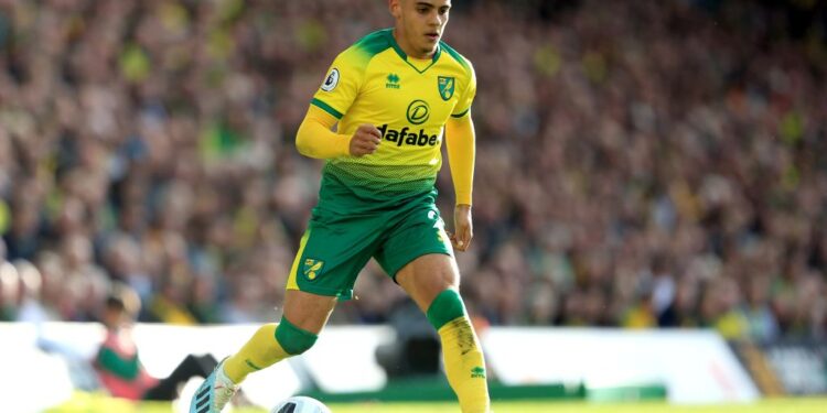 NORWICH, ENGLAND - OCTOBER 05: Max Aarons of Norwich City during the Premier League match between Norwich City and Aston Villa at Carrow Road on October 05, 2019 in Norwich, United Kingdom. (Photo by Stephen Pond/Getty Images)