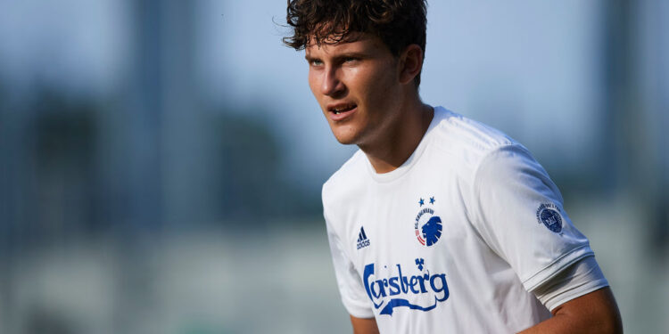 HORSENS, DENMARK - JULY 27: Jonas Wind of FC Copenhagen celebrates after scoring their first goal during the Danish 3F Superliga match between AC Horsens and FC Copenhagen at CASA Arena on July 27, 2019 in Horsens, Denmark. (Photo by Lars Ronbog / FrontZoneSport via Getty Images)