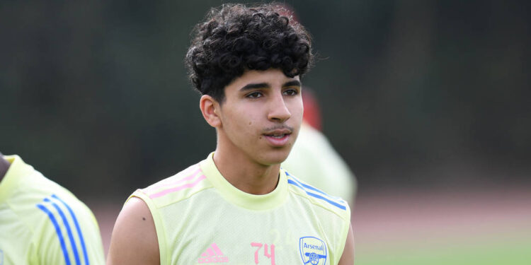 ST ALBANS, ENGLAND - AUGUST 17: Salah Oulad M’Hand of Arsenal during the Arsenal U23 training session at London Colney on August 17, 2020 in St Albans, England. (Photo by David Price/Arsenal FC via Getty Images)