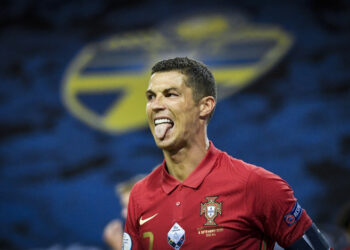 epa08655403 Portugals Cristiano Ronaldo reacts during the UEFA Nations League, division A, group 3 soccer game betwween Sweden and Portugal at Friends Arena in Stockholm, Sweden, 08 September 2020.  EPA-EFE/Janerik Henriksson/TT SWEDEN OUT