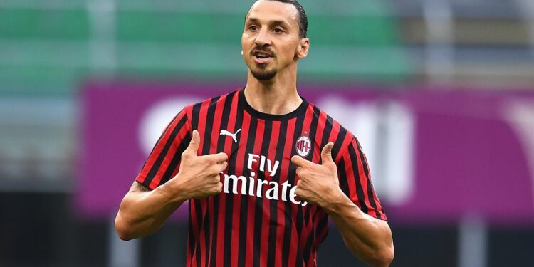 MILAN, ITALY - JULY 15:  Zlatan Ibrahimovic of AC Milan reacts during the Serie A match between AC Milan and  Parma Calcio at Stadio Giuseppe Meazza on July 15, 2020 in Milan, Italy.  (Photo by Claudio Villa/Getty Images)