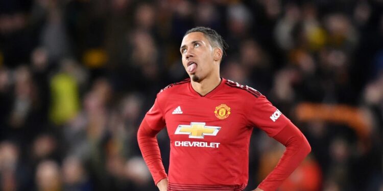WOLVERHAMPTON, ENGLAND - MARCH 16: Chris Smalling of Manchester United reacts following defeat in the FA Cup Quarter Final match between Wolverhampton Wanderers and Manchester United at Molineux on March 16, 2019 in Wolverhampton, England. (Photo by Michael Regan/Getty Images)
