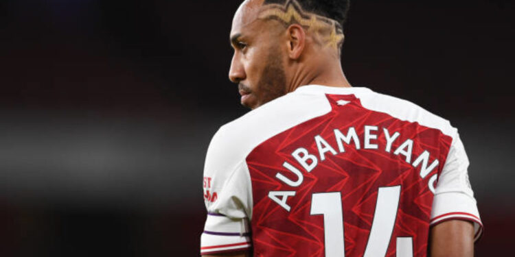 LONDON, ENGLAND - SEPTEMBER 19: Pierre-Emerick Aubameyang of Arsenal during the Premier League match between Arsenal and West Ham United at Emirates Stadium on September 19, 2020 in London, England. (Photo by David Price/Arsenal FC via Getty Images)