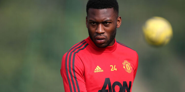MALAGA, SPAIN - FEBRUARY 13: (EXCLUSIVE COVERAGE) Timothy Fosu-Mensah of Manchester United in action during a first team training session on February 13, 2020 in Malaga, Spain. (Photo by Matthew Peters/Manchester United via Getty Images)