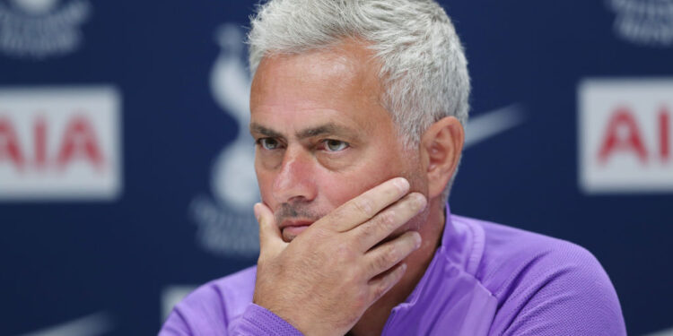 ENFIELD, ENGLAND - JUNE 18: Jose Mourinho, Head Coach of Tottenham Hotspur during the virtual Tottenham Hotspur press conference at Tottenham Hotspur Training Centre on June 18, 2020 in Enfield, England. (Photo by Tottenham Hotspur FC/Tottenham Hotspur FC via Getty Images)